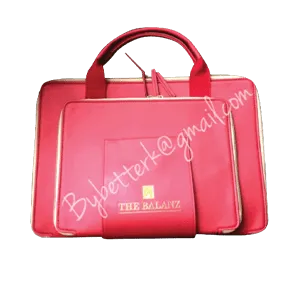 กระเป๋าใส่เอกสารหนังเทียมสีชมพู